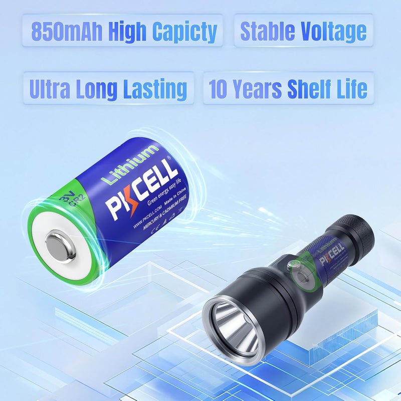 PKCELL CR2 Battery 8 Pack CR2 3V Lithium Battery for Golf Range Finder, Flashlight and More - Image 2